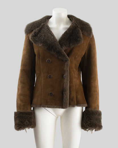 Vintage F/W 1994 Calvin Klein Collection Brown Lambskin Shearling Jacket / M