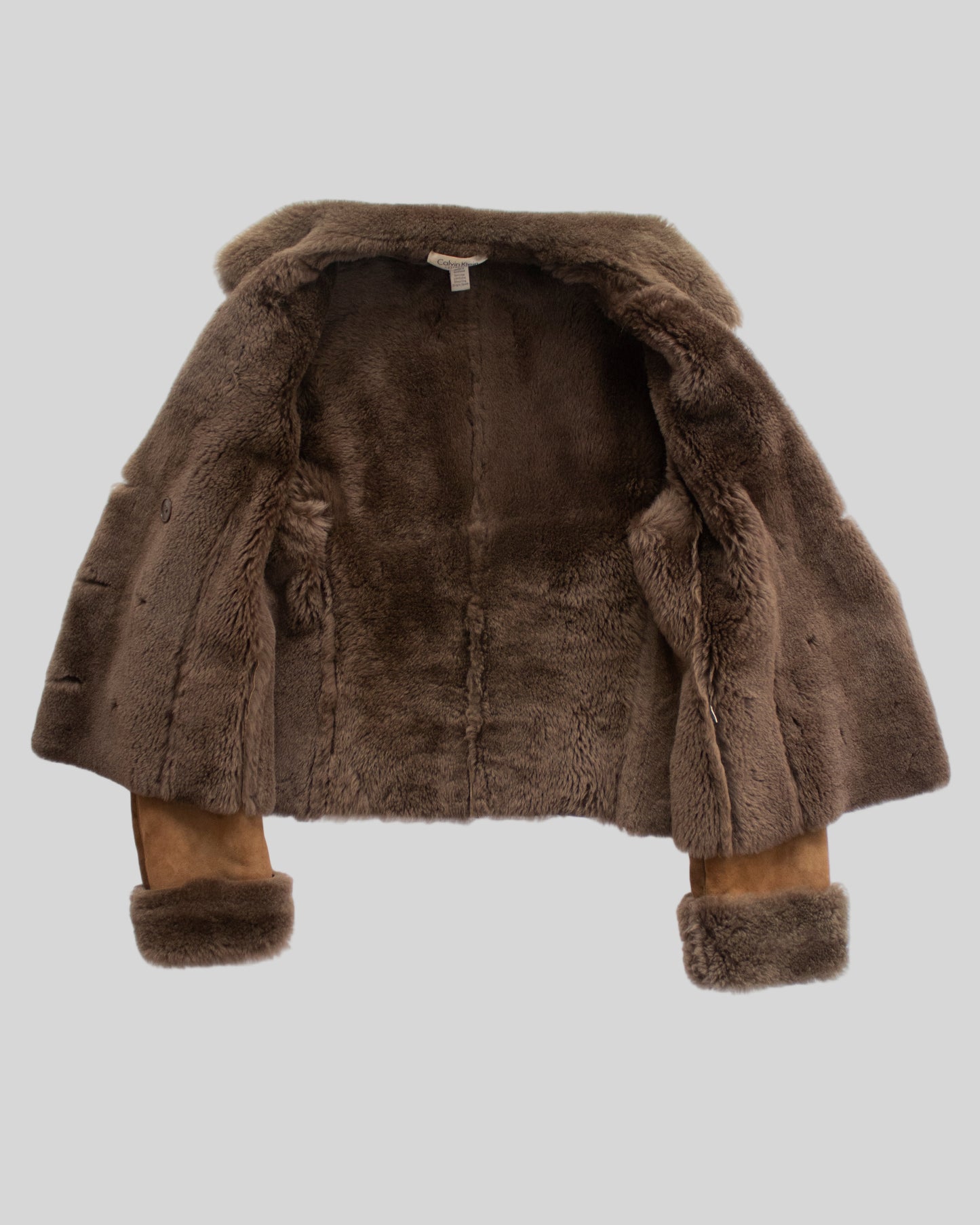 Vintage F/W 1994 Calvin Klein Collection Brown Lambskin Shearling Jacket / M