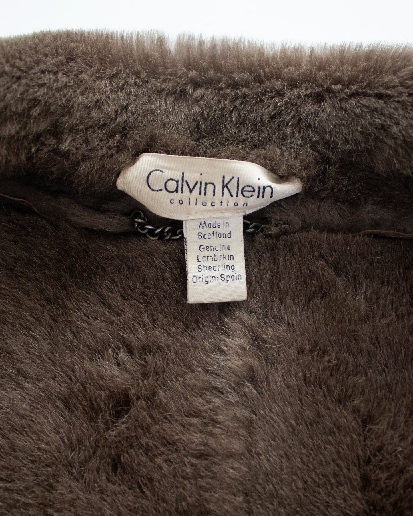 Vintage F/W 1994 Calvin Klein Collection Brown Lambskin Shearling Jacket / M