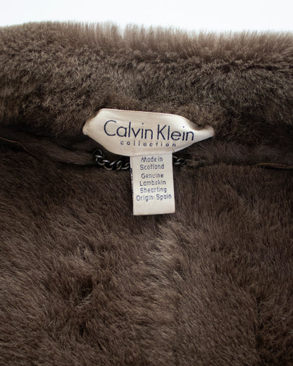 Vintage F/W 1994 Calvin Klein Collection Brown Lambskin Shearling Jacket / M