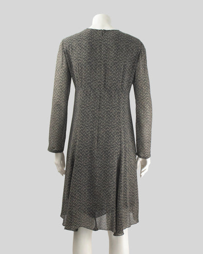 Vintage F/W 1994 Calvin Klein Collection Gray Silk Sheer Dress / S-M