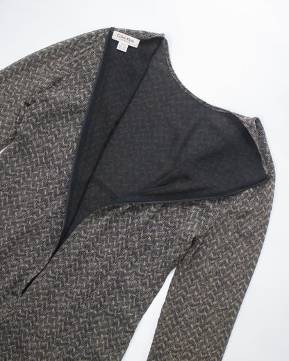 Vintage F/W 1994 Calvin Klein Collection Gray Silk Sheer Dress / S-M