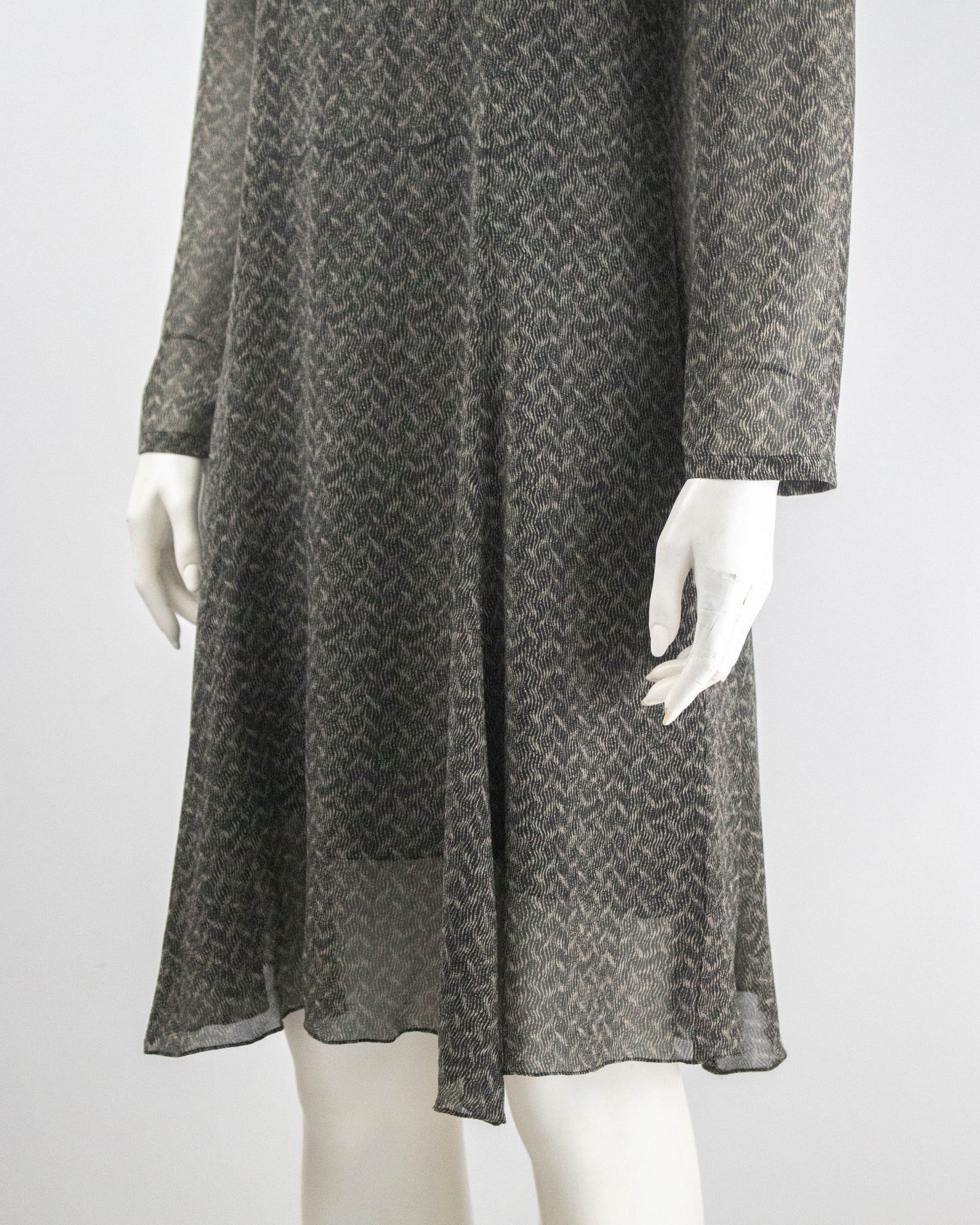 Vintage F/W 1994 Calvin Klein Collection Gray Silk Sheer Dress / S-M