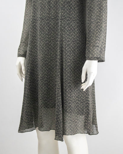 Vintage F/W 1994 Calvin Klein Collection Gray Silk Sheer Dress / S-M