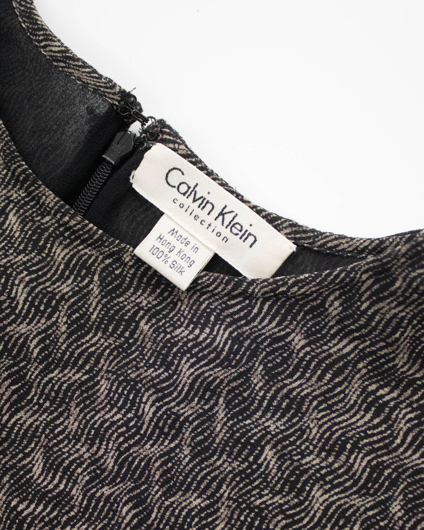 Vintage F/W 1994 Calvin Klein Collection Gray Silk Sheer Dress / S-M