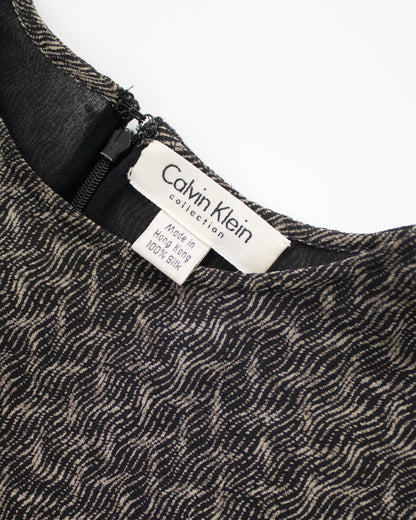 Vintage F/W 1994 Calvin Klein Collection Gray Silk Sheer Dress / S-M