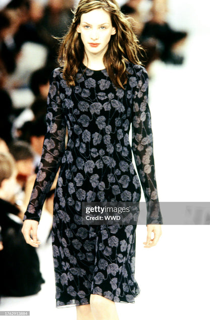 Vintage F/W 1994 Calvin Klein Collection Gray Silk Sheer Dress / S-M