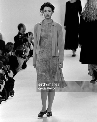 Vintage F/W 1994 Calvin Klein Collection Gray Silk Sheer Dress / S-M