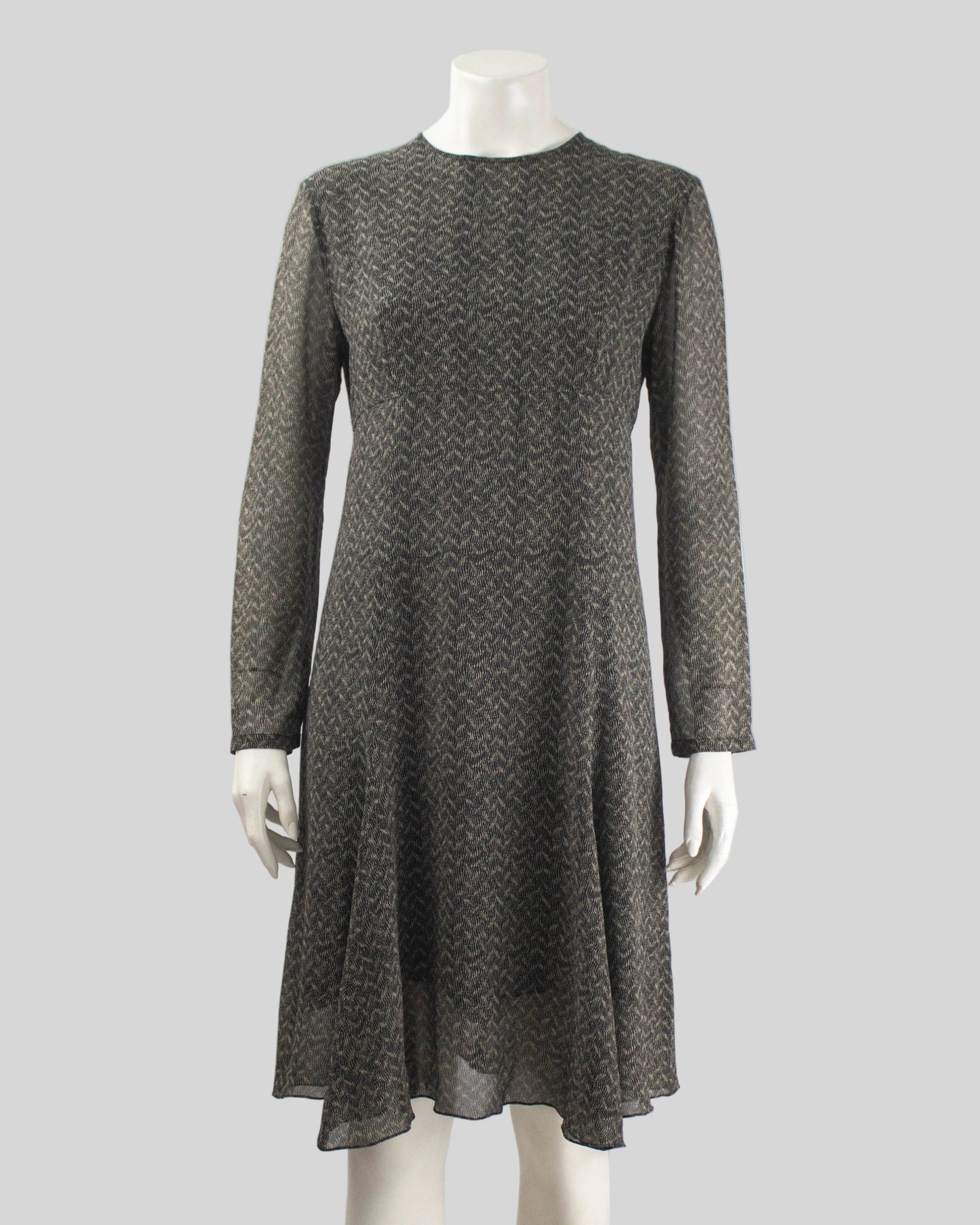 Vintage F/W 1994 Calvin Klein Collection Gray Silk Sheer Dress / S-M