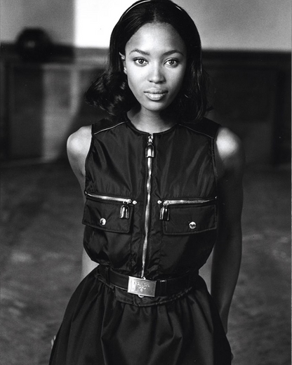 Vintage F/W 1994 Prada Leather Nylon Runway Cropped Belted Vest / M