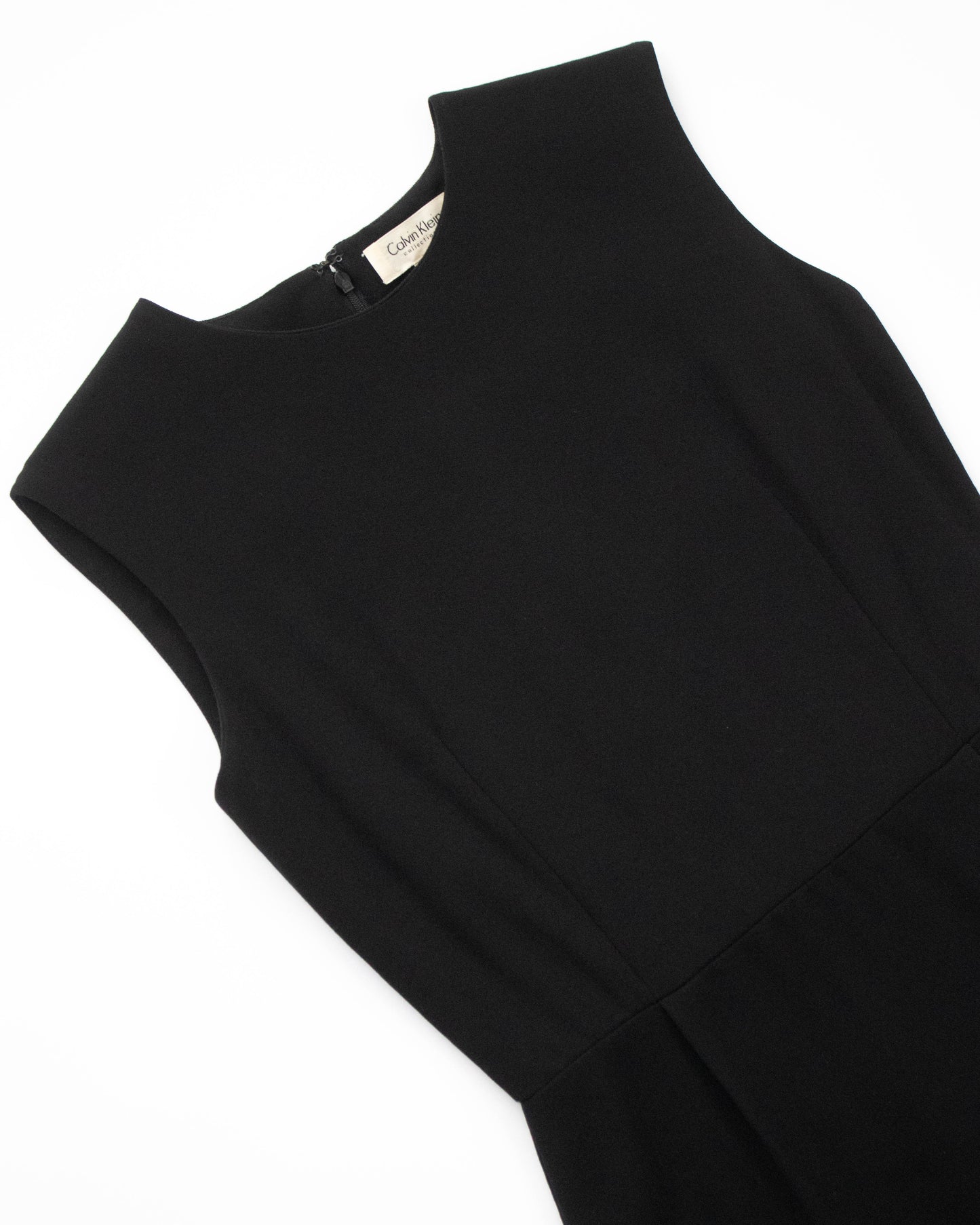 Vintage F/W 1995 Calvin Klein Collection Black Wool Mini Dress / XS-S