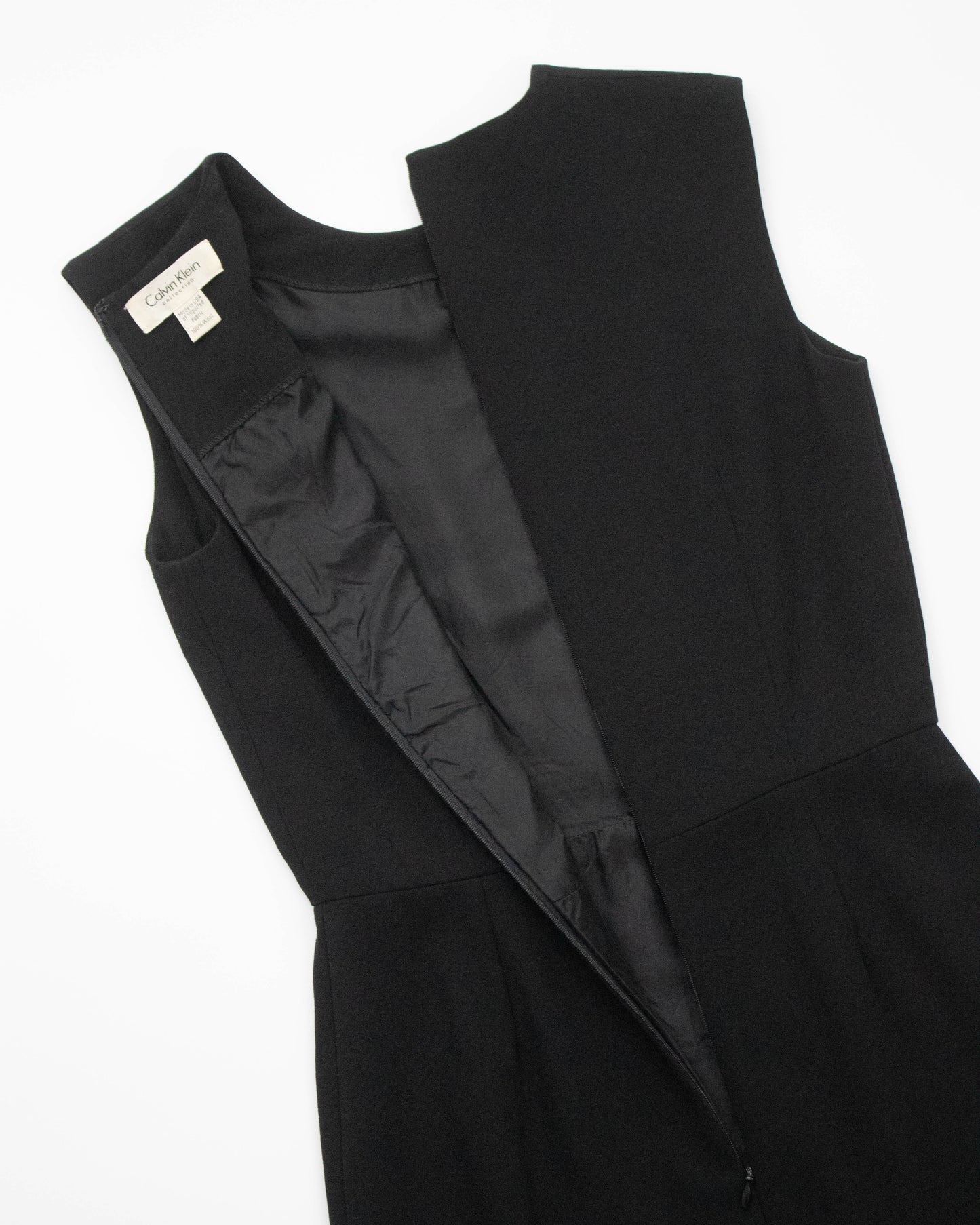 Vintage F/W 1995 Calvin Klein Collection Black Wool Mini Dress / XS-S