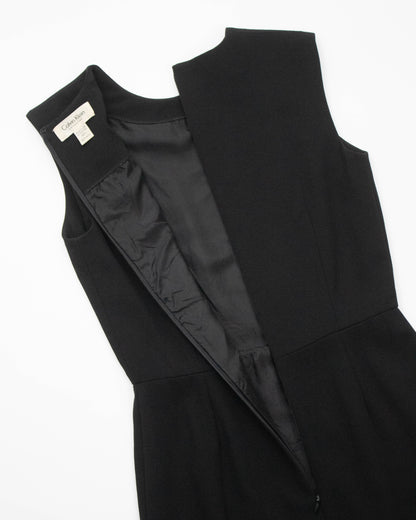 Vintage F/W 1995 Calvin Klein Collection Black Wool Mini Dress / XS-S