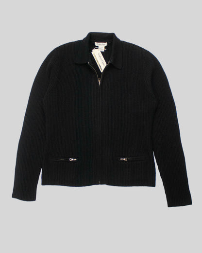 Vintage F/W 1995 Calvin Klein Collection Runway Ribbed Knit Wool Cashmere Blend Cardigan / L