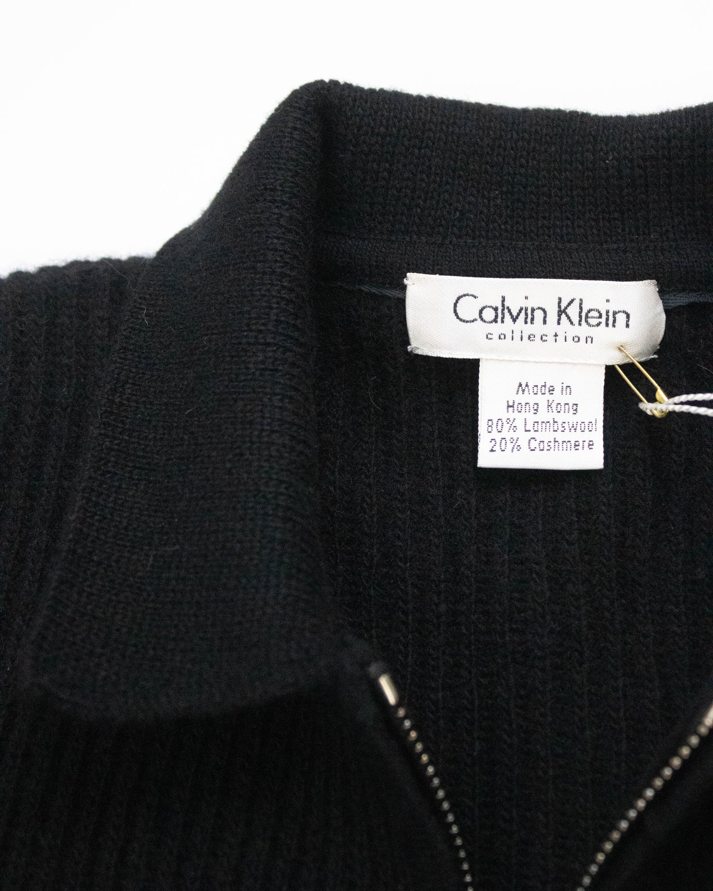 Vintage F/W 1995 Calvin Klein Collection Runway Ribbed Knit Wool Cashmere Blend Cardigan / L