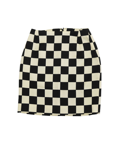 Vintage F/W 1995 Gianni Versace Couture Runway Wool Checker Skirt / IT 38 (XS)