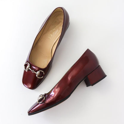Vintage F/W 1995 Gucci by Tom Ford Red Patent Leather Horsebit Block Heel Pumps / 36.5 (US 6.5)