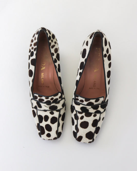 Vintage F/W 1995 Prada Dalmatian Pony Hair Loafers As seen on Carolyn Bessette Kennedy