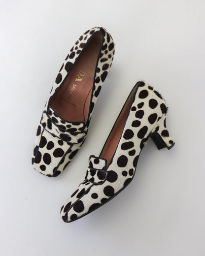 Vintage F/W 1995 Prada Dalmatian Pony Hair Loafers As seen on Carolyn Bessette Kennedy