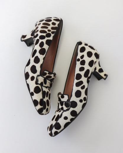 Vintage F/W 1995 Prada Dalmatian Pony Hair Loafers As seen on Carolyn Bessette Kennedy