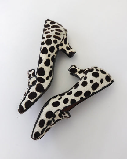 Vintage F/W 1995 Prada Dalmatian Pony Hair Loafers As seen on Carolyn Bessette Kennedy