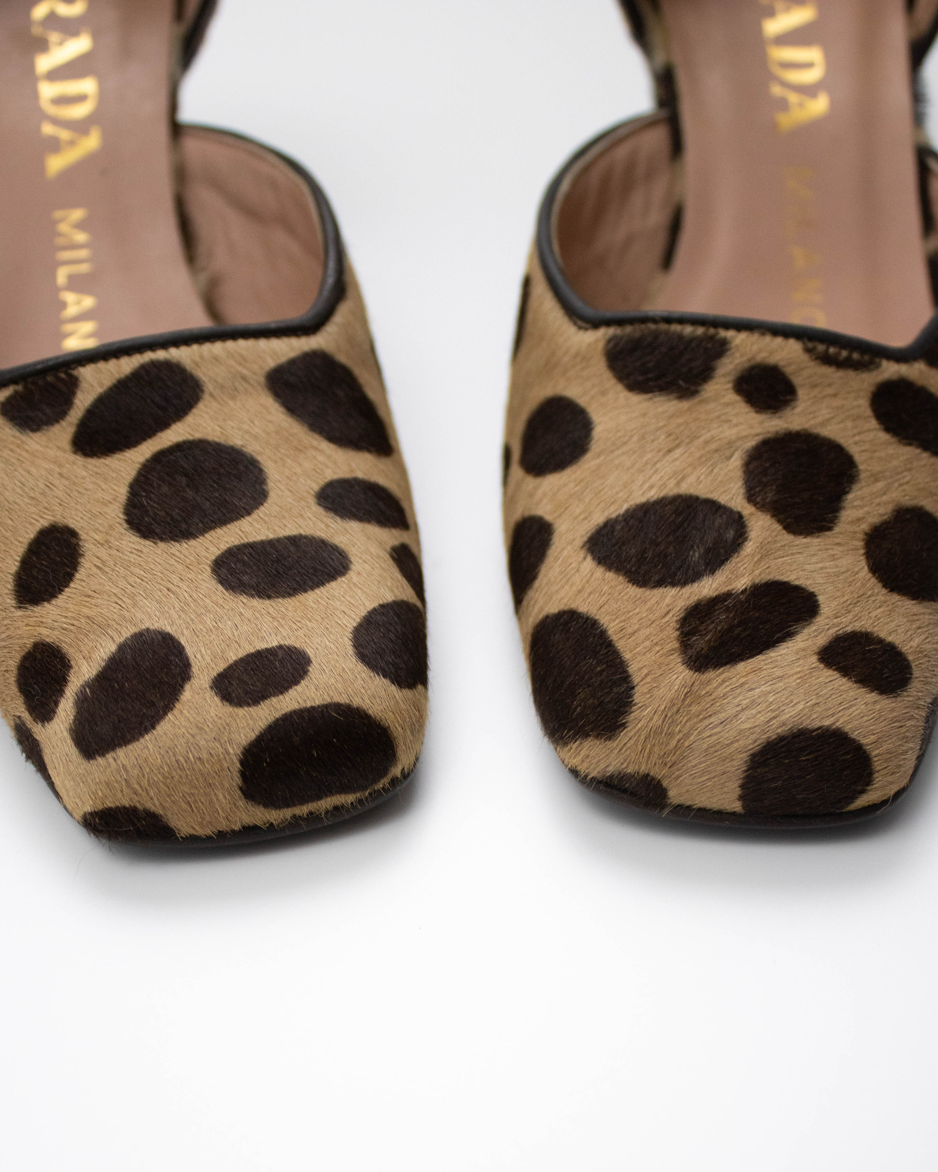 靴 Archive Prada Pony Leopard Mule Heels Vintage F/W 1995 Prada Leopard Pony Hair Mary Jane Heels / 35 (US