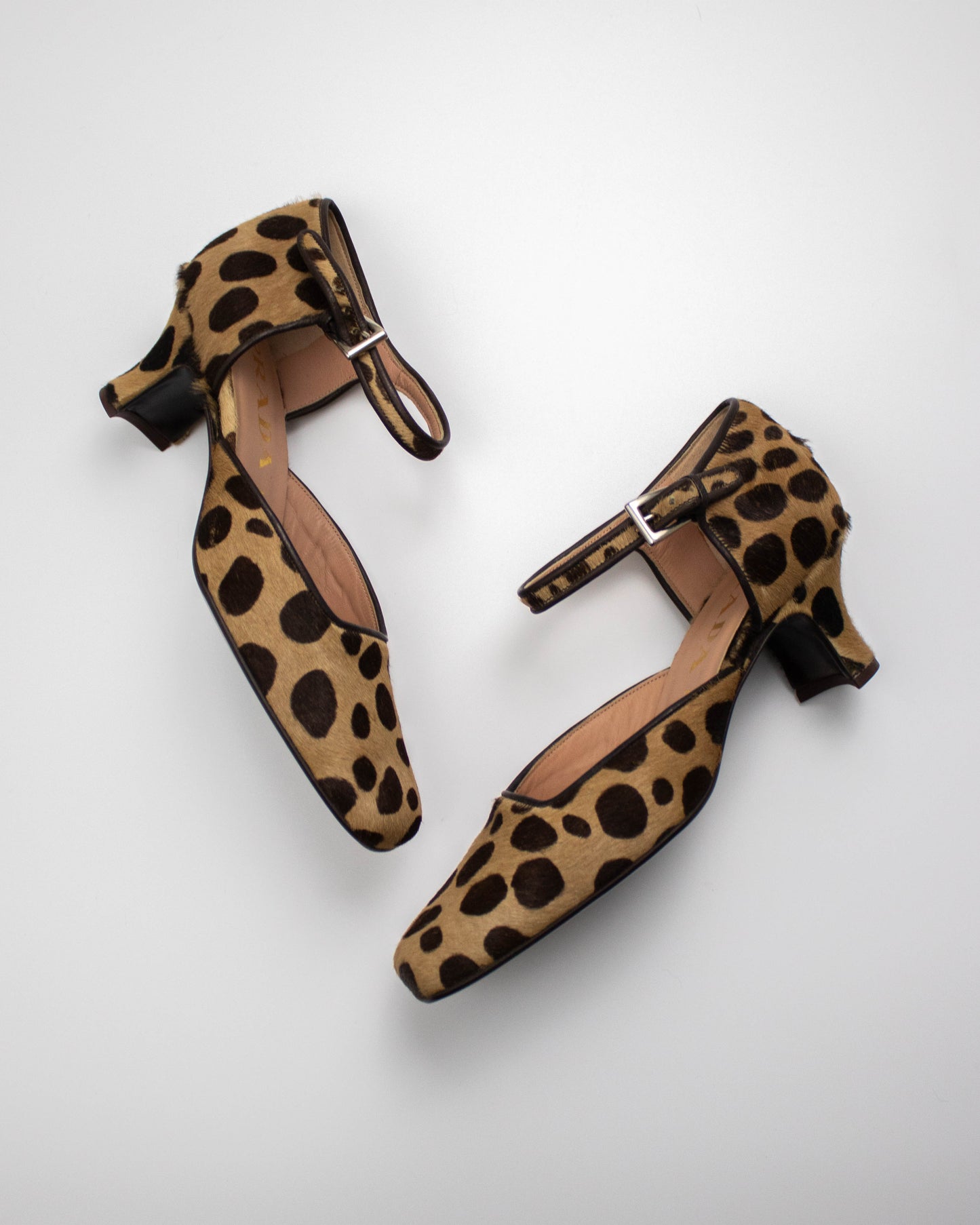 Vintage F/W 1995 Prada Leopard Pony Hair Mary Jane Heels / 35 (US 5)