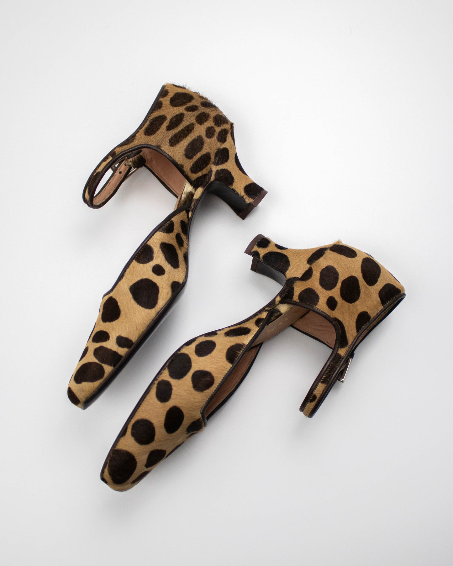 Vintage F/W 1995 Prada Leopard Pony Hair Mary Jane Heels / 35 (US 5)