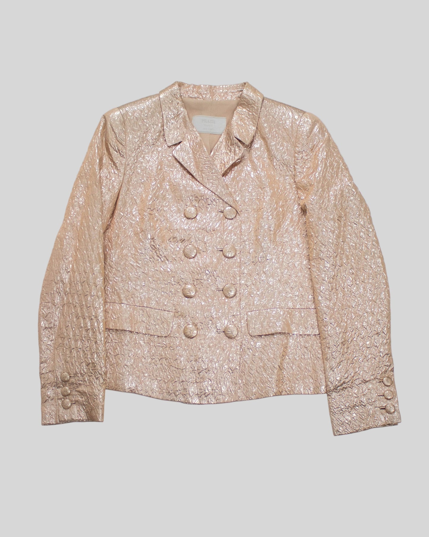 Vintage F/W 1995 Prada Rose Gold Double-Breasted Runway Jacket / IT 42 (S-M)