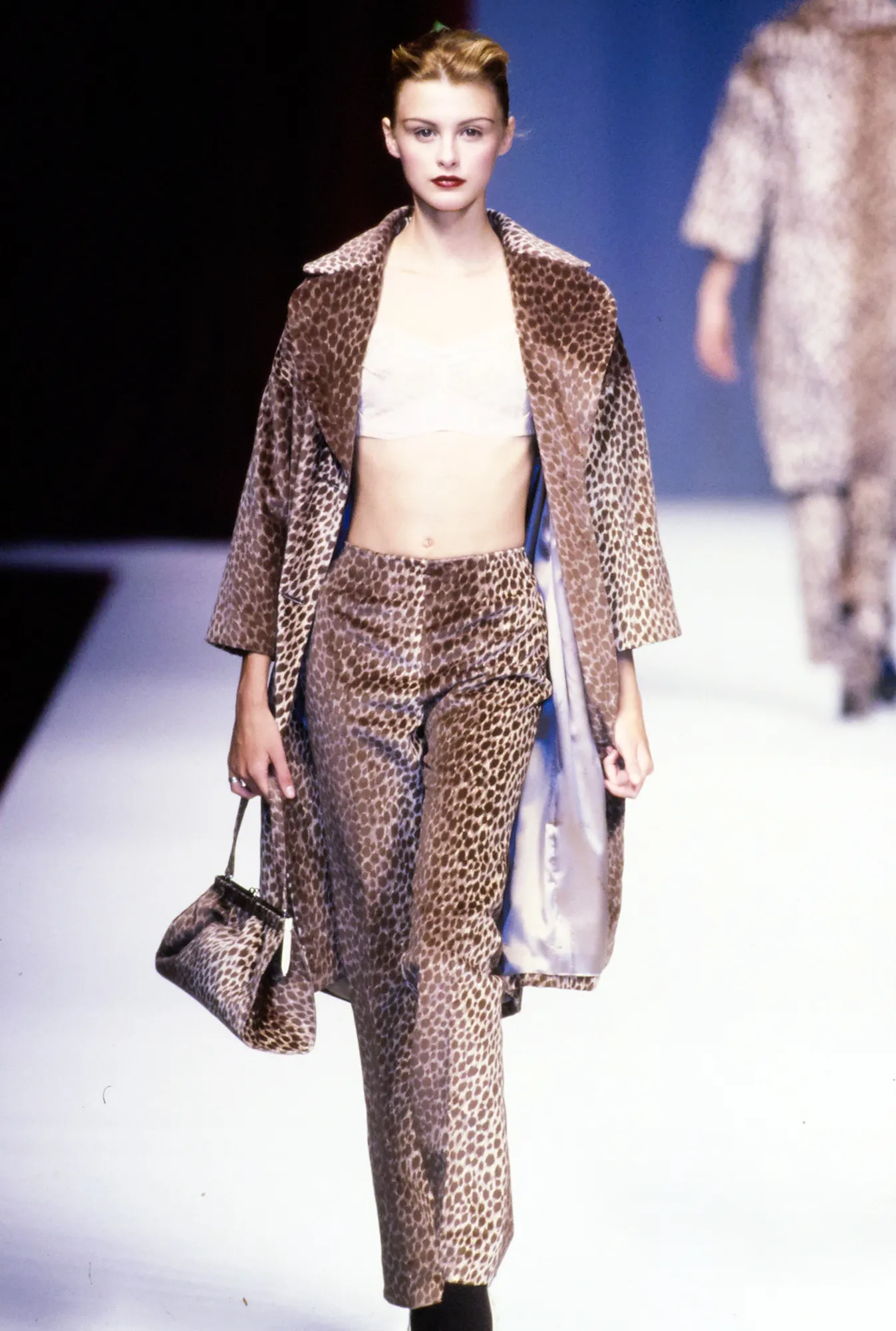 Vintage F/W 1996 Dolce&Gabbana Cheetah Animal Print Velour Flared Skirt / IT 42 (S)