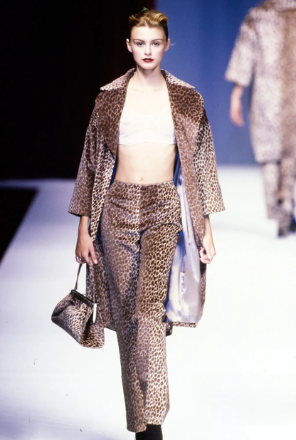 Vintage F/W 1996 Dolce&Gabbana Cheetah Animal Print Velour Flared Skirt / IT 42 (S)