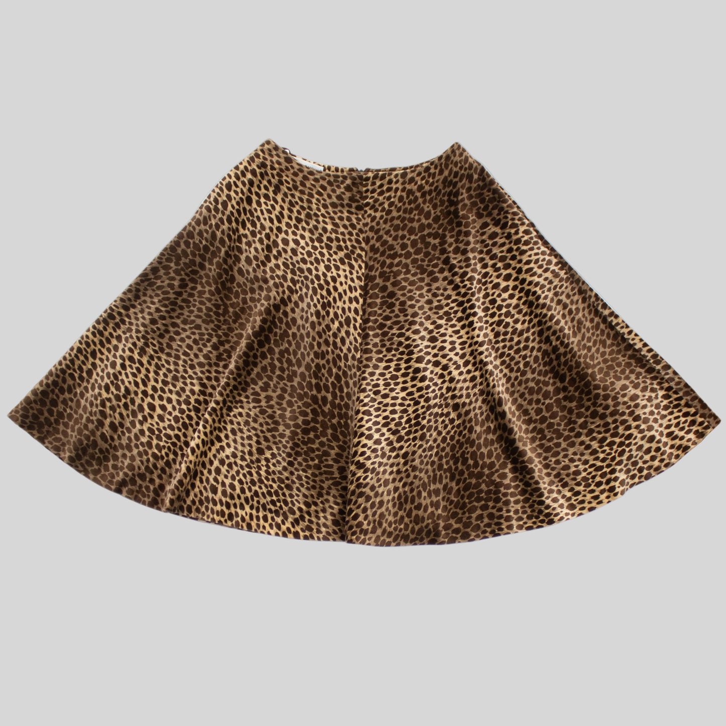Vintage F/W 1996 Dolce&Gabbana Cheetah Animal Print Velour Flared Skirt / IT 42 (S)