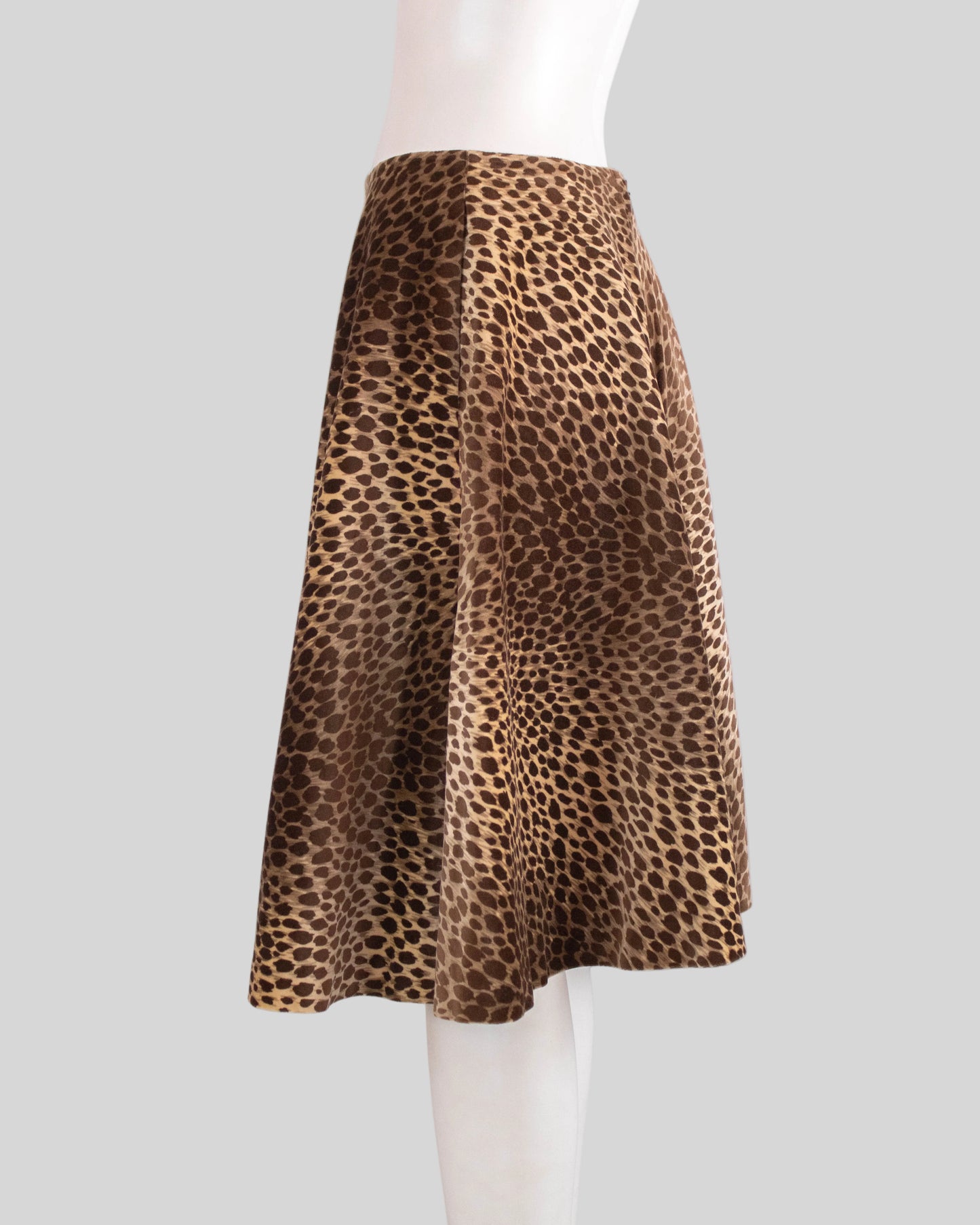 Vintage F/W 1996 Dolce&Gabbana Cheetah Animal Print Velour Flared Skirt / IT 42 (S)