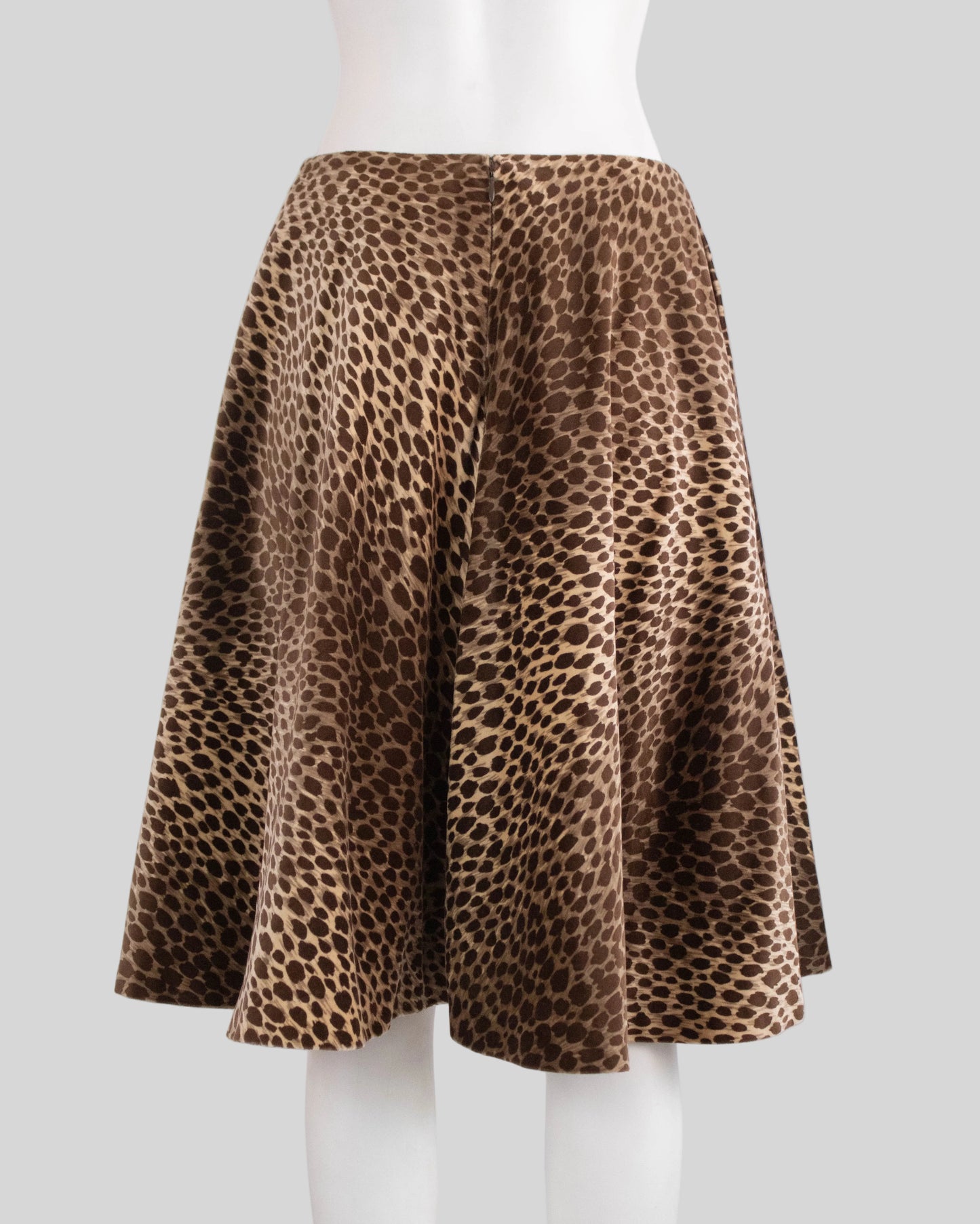 Vintage F/W 1996 Dolce&Gabbana Cheetah Animal Print Velour Flared Skirt / IT 42 (S)