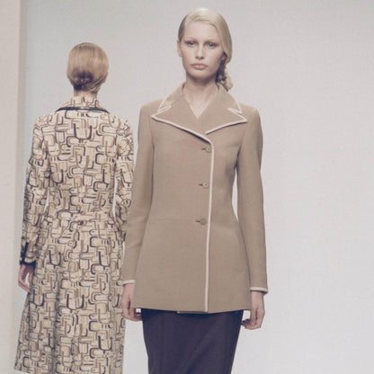 Vintage F/W 1996 Prada Wool Angora Blend Tan Beige Runway Coat / IT 46 (M-L)