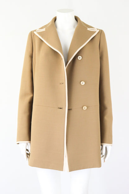 Vintage F/W 1996 Prada Wool Angora Blend Tan Beige Runway Coat / IT 46 (M-L)