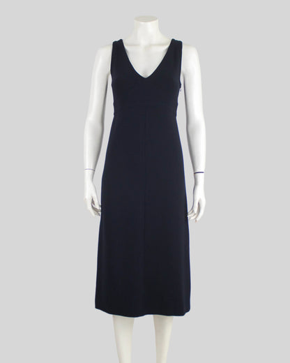 Vintage F/W 1996 Prada Wool Midi Runway Dress on mannequin