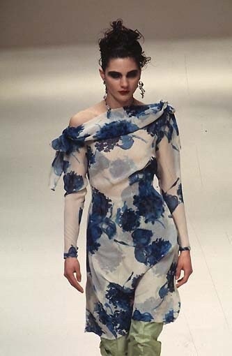 Vintage F/W 1997 Anna Molinari Silk Floral Print Runway Romantic Dress / IT 44 (M)