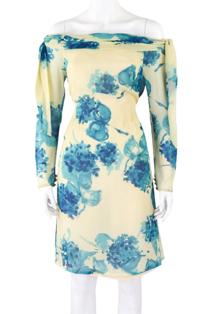 Vintage F/W 1997 Anna Molinari Silk Floral Print Runway Romantic Dress / IT 44 (M)