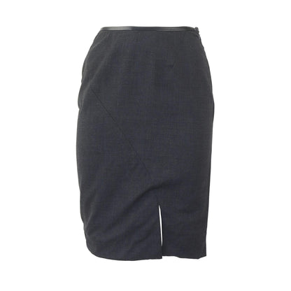 Vintage F/W 1997 Gucci by Tom Ford Wool Skirt Slit Leather Trim / IT 38 (XS)