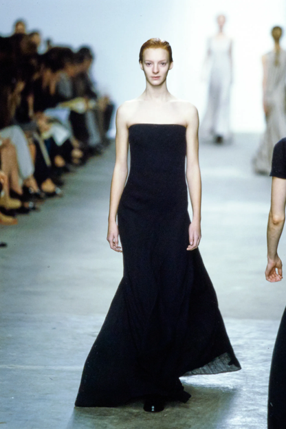 Vintage F/W 1998 Calvin Klein Collection Black Silk Strapless Gown / 6 (S)