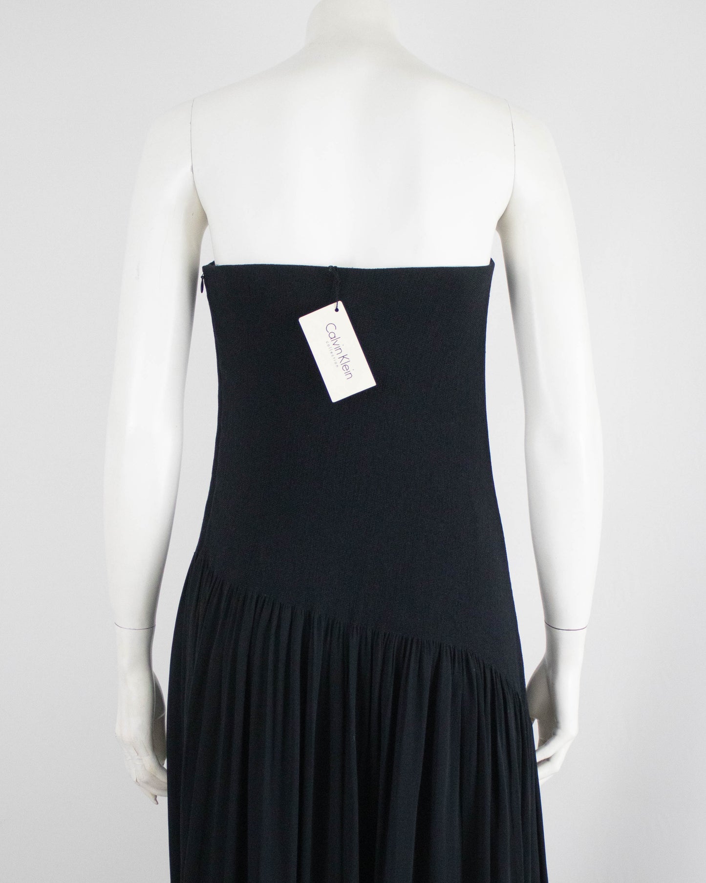 Vintage F/W 1998 Calvin Klein Collection Black Silk Strapless Gown / 6 (S)