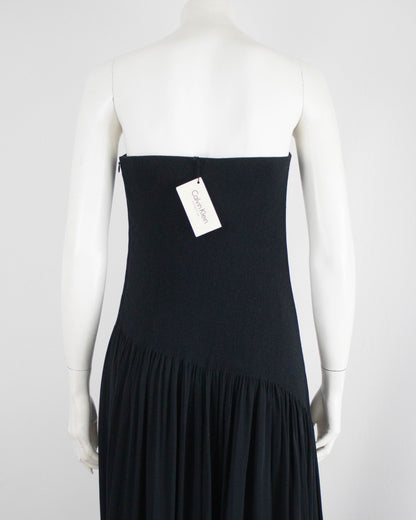 Vintage F/W 1998 Calvin Klein Collection Black Silk Strapless Gown / 6 (S)