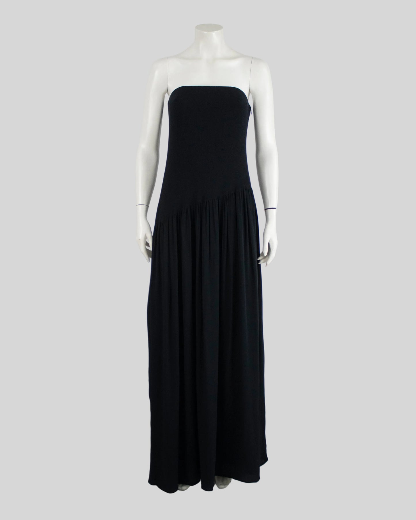 Vintage F/W 1998 Calvin Klein Collection Black Silk Strapless Gown / 6 (S)