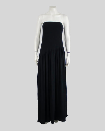 Vintage F/W 1998 Calvin Klein Collection Black Silk Strapless Gown / 6 (S)