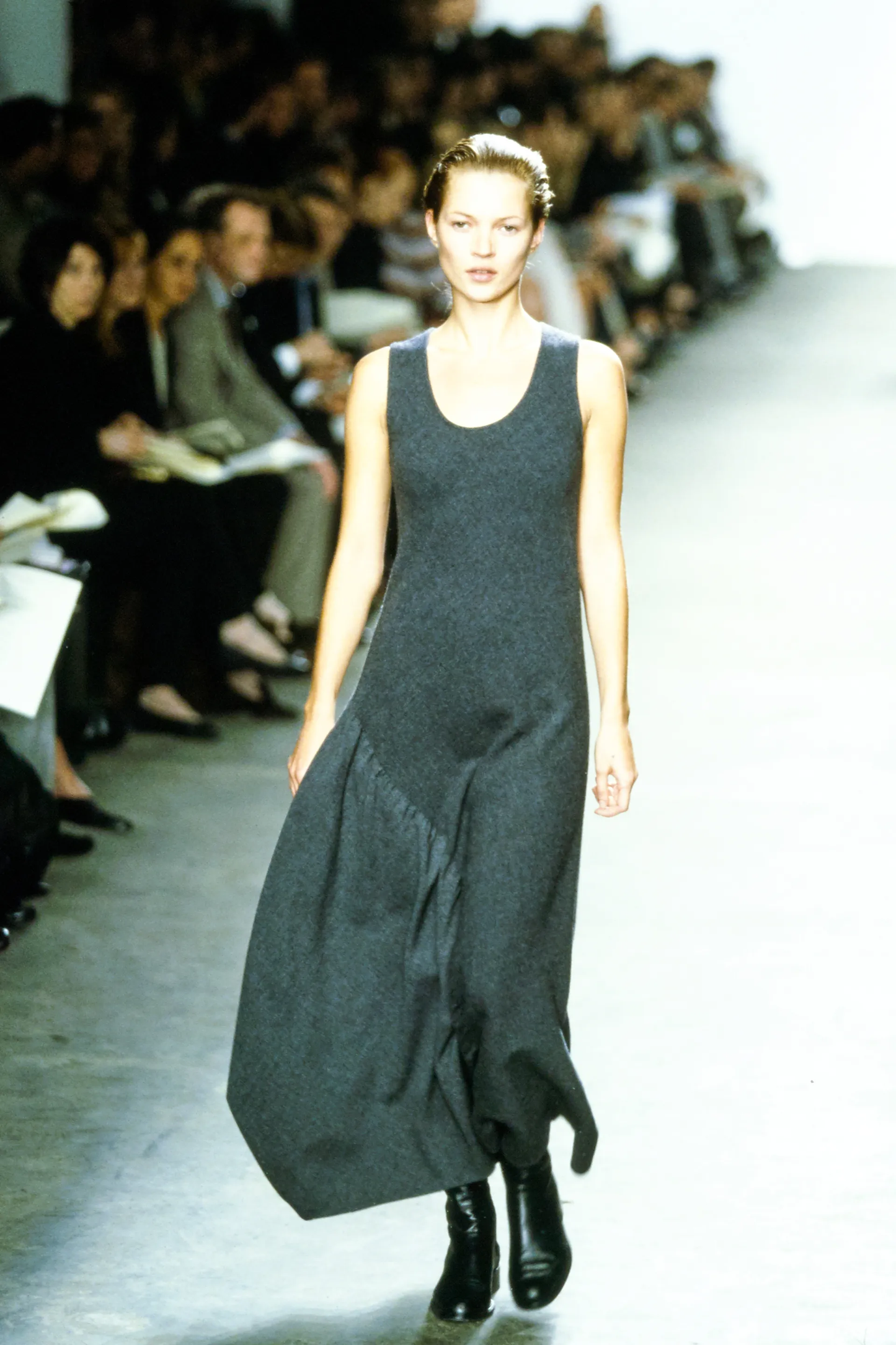 Vintage F/W 1998 Calvin Klein Collection Black Silk Strapless Gown / 6 (S)