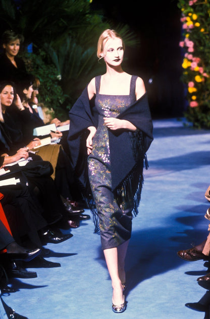 Vintage F/W 1998 Dolce&Gabbana Wool Herringbone Oversized Runway Shawl