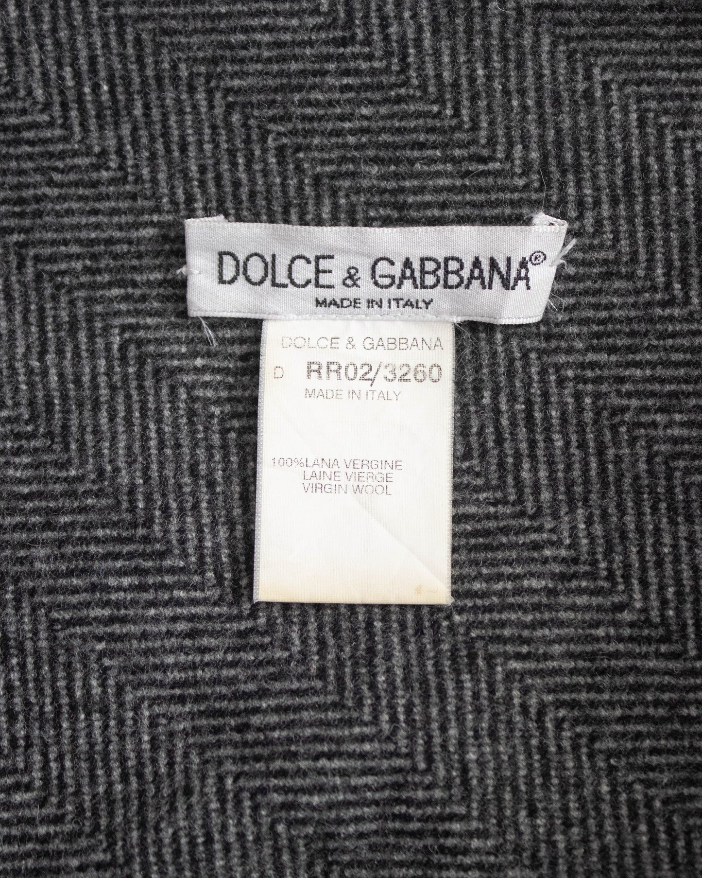 Vintage F/W 1998 Dolce&Gabbana Wool Herringbone Oversized Runway Shawl