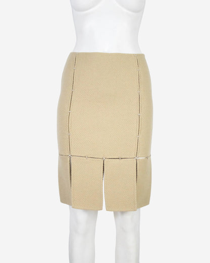 Vintage F/W 1998 Prada Beige Wool Panelled Skirt / IT 40 (XS-S)