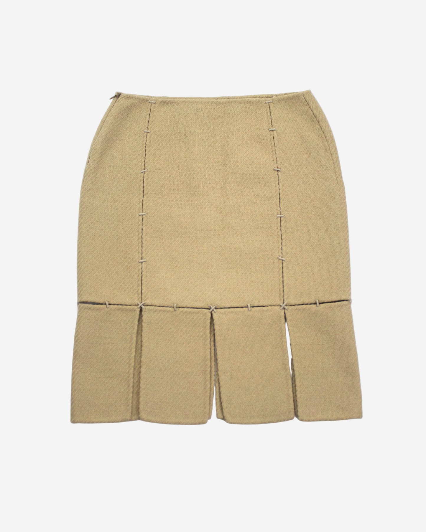 Vintage F/W 1998 Prada Beige Wool Panelled Skirt / IT 40 (XS-S)
